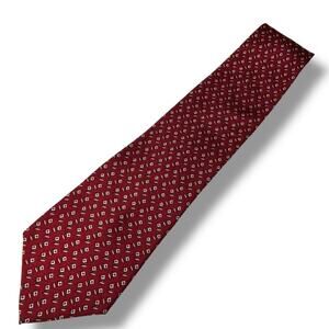 Nautica Red Silk Tie with Cream and Navy Pattern